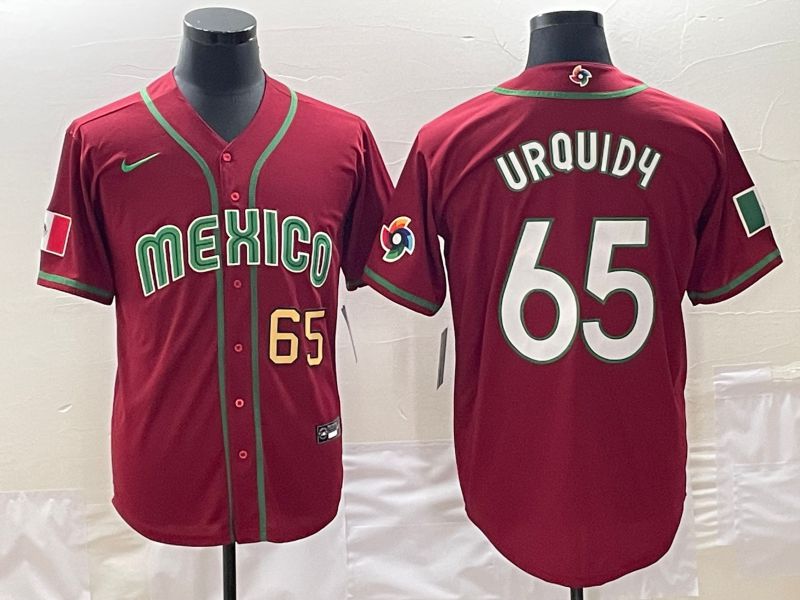 Men 2023 World Cub Mexico #65 Urquidu Red Nike MLB Jersey